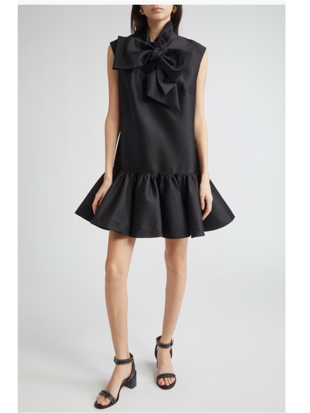 Zimmermann Black Sleeveless Bow-Front Ruffled Hem Mini Dress 0=US4/6